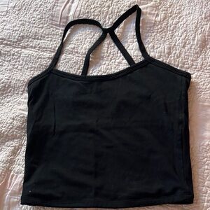 Black Strappy Cropped Tank Top